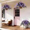 Artificial Hanging Flower Basket for Outdoors, UV Resistant Faux Silk Hanging Plants with Real Touch Flowers, Fake Outdoor Hanging Flowers for Front Porch Patio Balcony Garden Spring Summer Home Decor, Double Purple